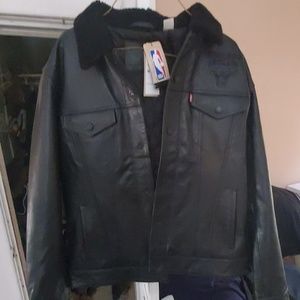 LEVIS Chicago Bulls Black Leather Jacket